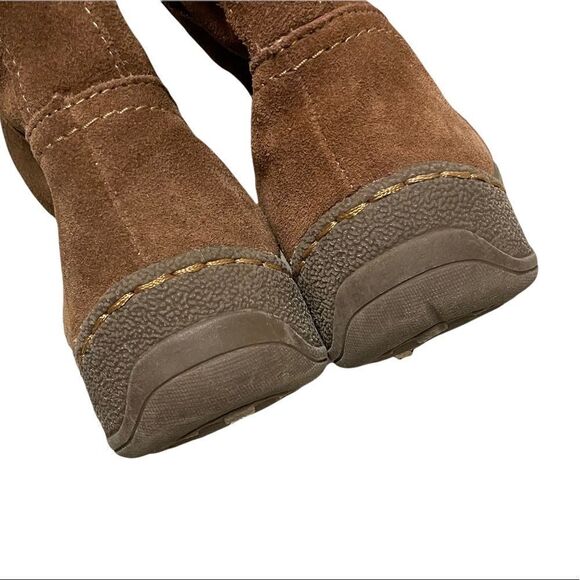 BARETRAPS Eventura Moccasin Style Suede Winter Boots Faux Fur Boho Brown Cream 7 - Picture 10 of 11